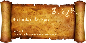Belanka Ákos névjegykártya